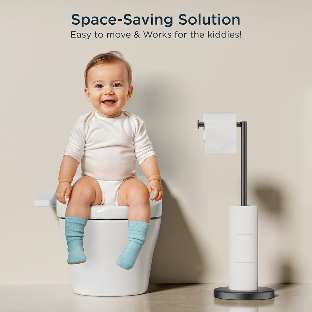 FORIOUS Toilet Paper Holder Stand, Modern Free Standing Tissue Roll Holder for Bathroom, Durable SUS 304 Stainless Steel and Weighted Base Toilet Paper Stand, Storage for 4 Rolls, Matte Black FORIOUS Toilet Paper Holder Stand, Modern Free Standing Tissue Roll Holder for Bathroom, Durable SUS 304 Stainless Steel and Weighted Base Toilet Paper Stand, Storage for 4 Rolls, Matte Black