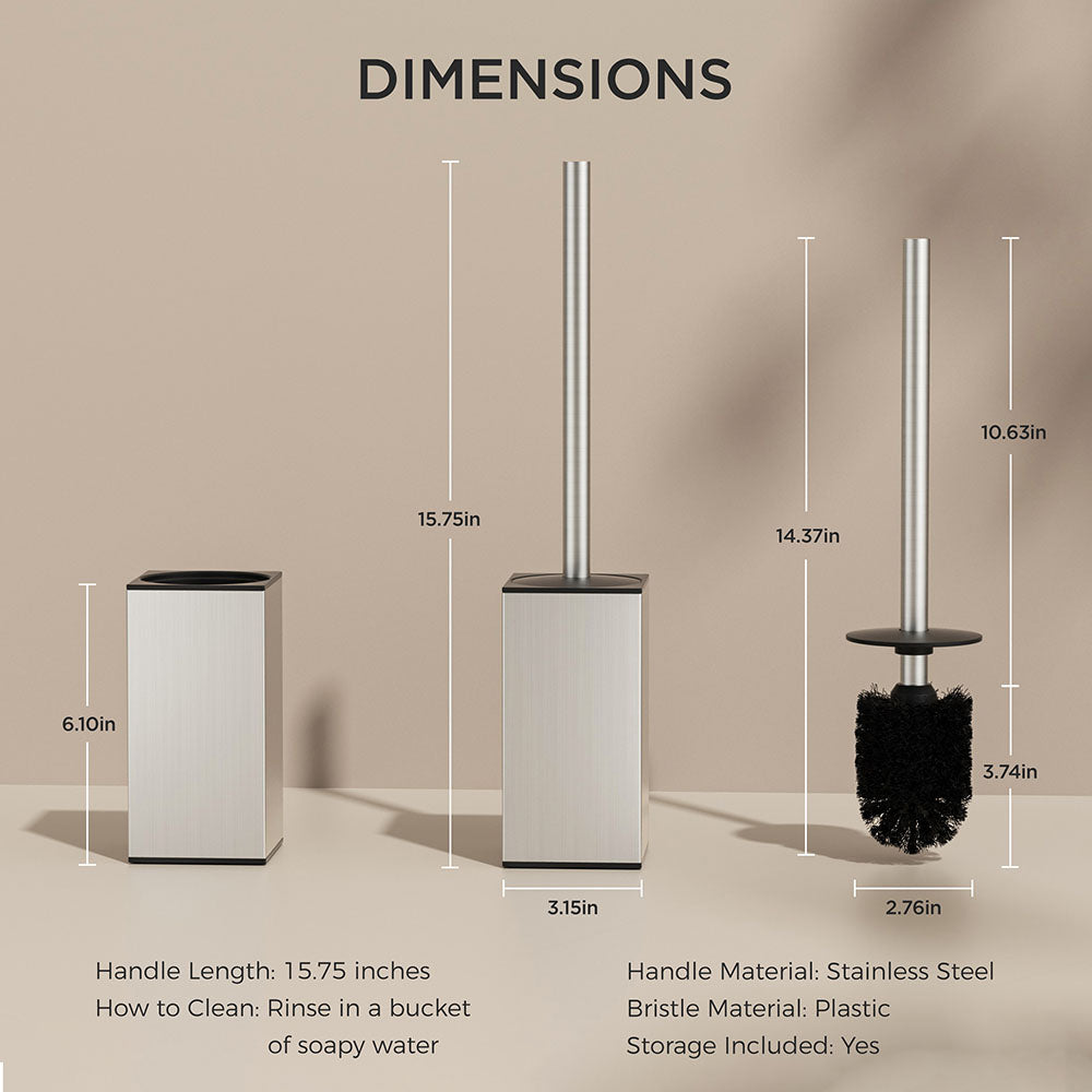 FORIOUS Square Toilet Brush and Holder Set Brushed Nickel, Heavy Duty 304 Stainless Steel Base & Handle, Toilet Bowl Cleaners Brush and Holder for Bathroom Storage and Organization FORIOUS Square Toilet Brush and Holder Set Brushed Nickel, Heavy Duty 304 Stainless Steel Base & Handle, Toilet Bowl Cleaners Brush and Holder for Bathroom Storage and Organization