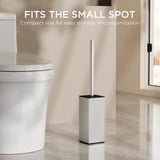 FORIOUS Toilet Brush and Holder Set, Heavy Duty 304 Stainless Steel Base Square and Long Handle for Bathroom Deep Cleaning, Drip-Proof, Space Saving for Storage, 2 Toilet Bowl Brush Head, Black FORIOUS Toilet Brush and Holder Set, Heavy Duty 304 Stainless Steel Base Square and Long Handle for Bathroom Deep Cleaning, Drip-Proof, Space Saving for Storage, 2 Toilet Bowl Brush Head, Black