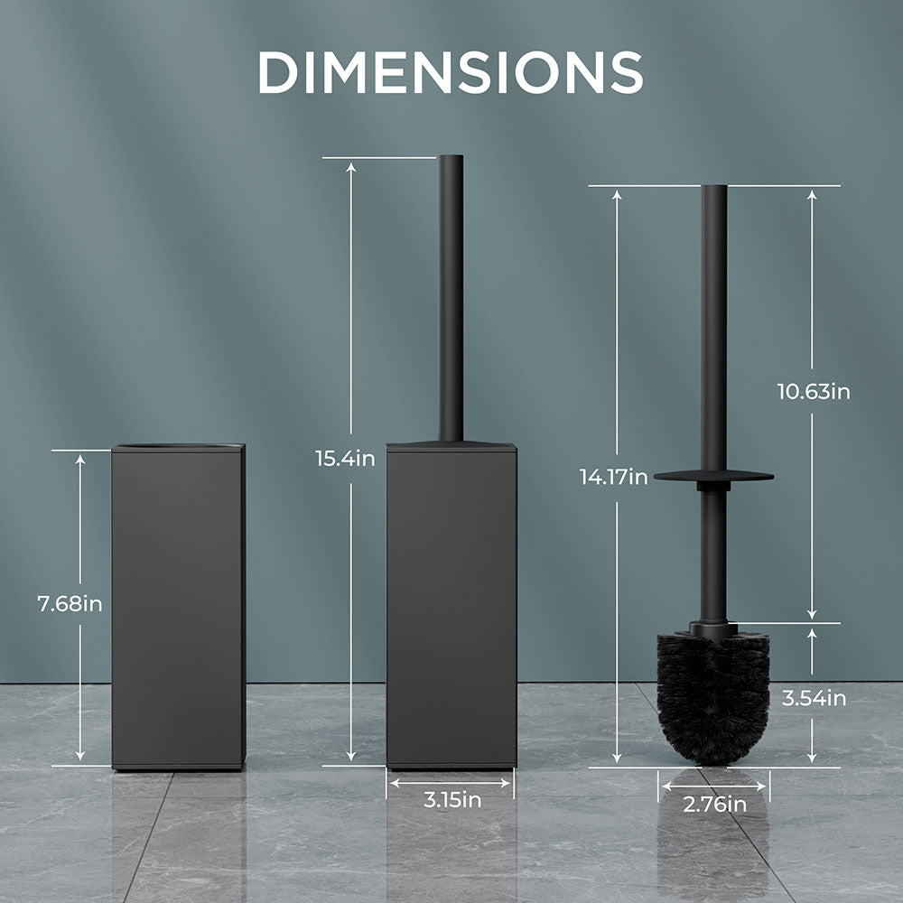 FORIOUS Toilet Brush and Holder Set, Heavy Duty 304 Stainless Steel Base Square and Long Handle for Bathroom Deep Cleaning, Drip-Proof, Space Saving for Storage, 2 Toilet Bowl Brush Head, Black FORIOUS Toilet Brush and Holder Set, Heavy Duty 304 Stainless Steel Base Square and Long Handle for Bathroom Deep Cleaning, Drip-Proof, Space Saving for Storage, 2 Toilet Bowl Brush Head, Black