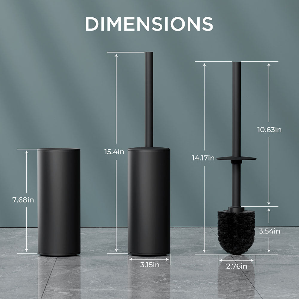 FORIOUS Toilet Brush and Holder Set, 304 Stainless Steel Long Handle and Heavy Duty Base for Bathroom Deep Cleaning, Drip-Proof, Space Saving for Storage, 2 Toilet Bowl Brush Head, Matte Black FORIOUS Toilet Brush and Holder Set, 304 Stainless Steel Long Handle and Heavy Duty Base for Bathroom Deep Cleaning, Drip-Proof, Space Saving for Storage, 2 Toilet Bowl Brush Head, Matte Black