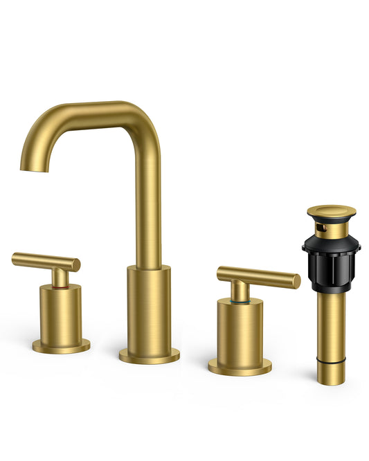 FORIOUS Bathroom Faucet 3 Hole 2 Handle 8 inch Widespread Bathroom Faucet ,Bathroom Sink Faucet with Drain and cUPC Supply Lines, 2 Handle Faucet for Bathroom Sink with 360°Swivel Spout