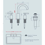 FORIOUS Bathroom Faucet 3 Hole, 8 Inch Widespread Bathroom Faucet with Metal Pop-up Drain Assembly FORIOUS Bathroom Faucet 3 Hole, 8 Inch Widespread Bathroom Faucet with Metal Pop-up Drain Assembly