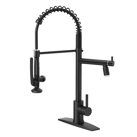 FORIOUS Chrome Kitchen Faucets Commercial, High Pressure Pull Down Sink Faucet with Sprayer, Double-Function Stainless Steel Spring for Restaurant Bar Laundry