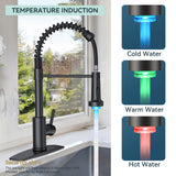 FORIOUS Kitchen Faucet with Pull Down Sprayer 1 or 3 Hole for Farmhouse with soap dispenser，led light