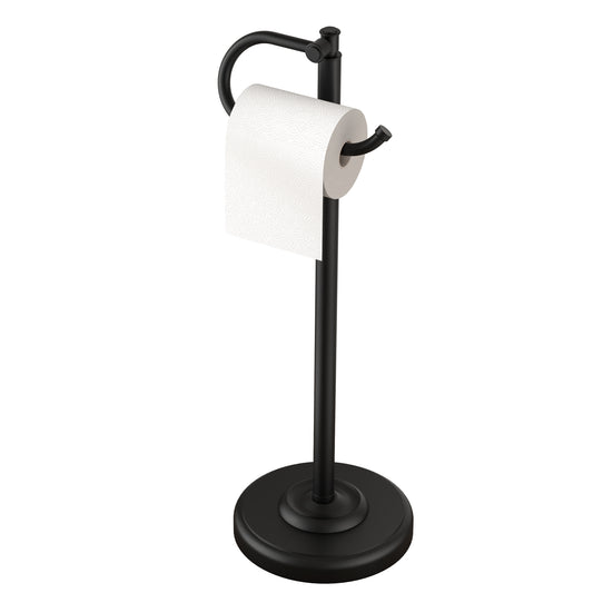 FORIOUS Toilet Paper Holder Stand, Vintage FreeStanding Tissue Roll Holder | Matte Black, Bathroom Tissue Roll Holder, 304 Stainless Steel, 4.1 LB Weighted Base Anti-Tipping, Fits Mega Rolls