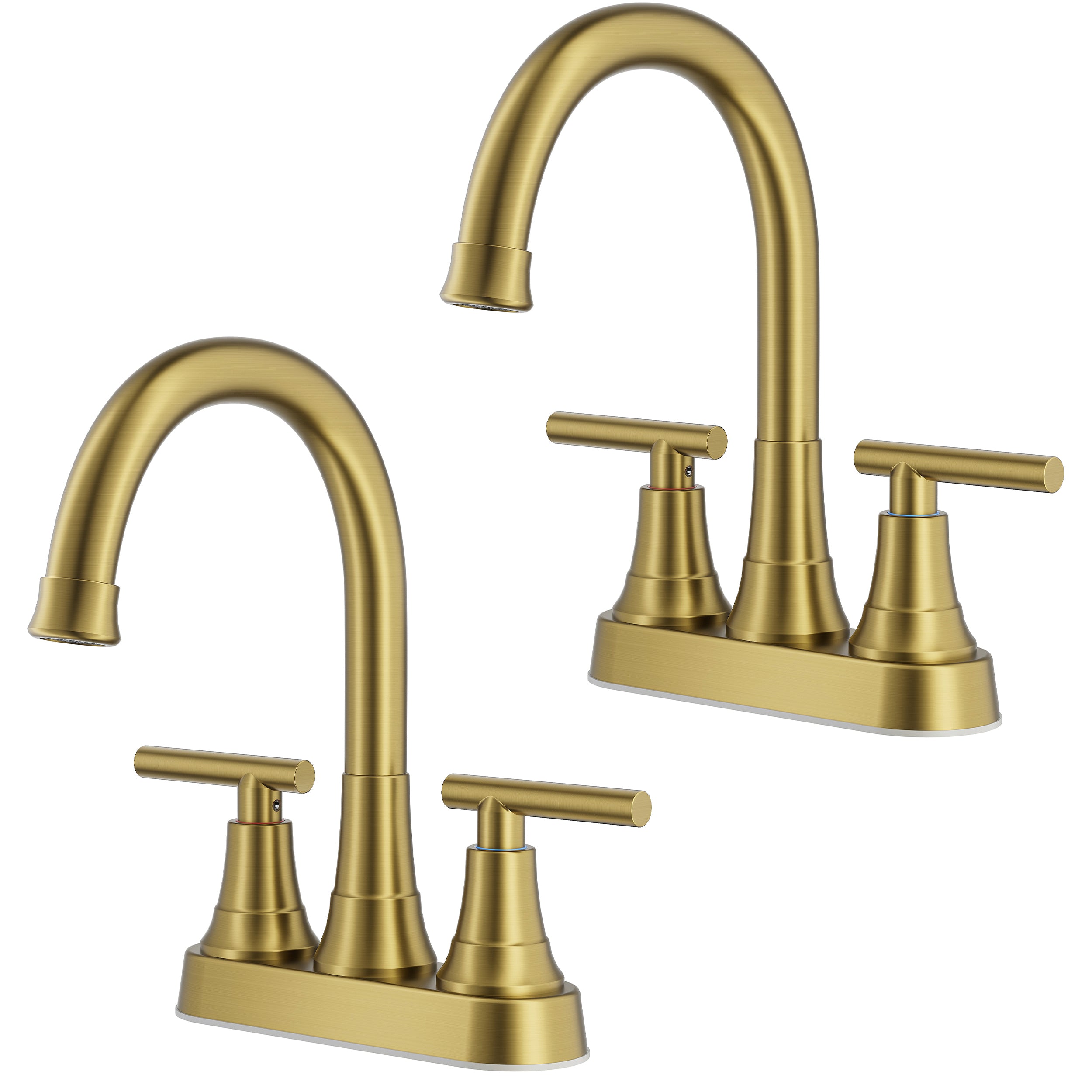 FORIOUS Matte Black Bathroom Faucets, 4 Inch Centerset Bathroom Sink Faucet 2 or 3 Hole with Pop up Drain and cUPC Hose, Two Handles Control, 360° spout for Restroom,Vanity, Rv, 2 Pack