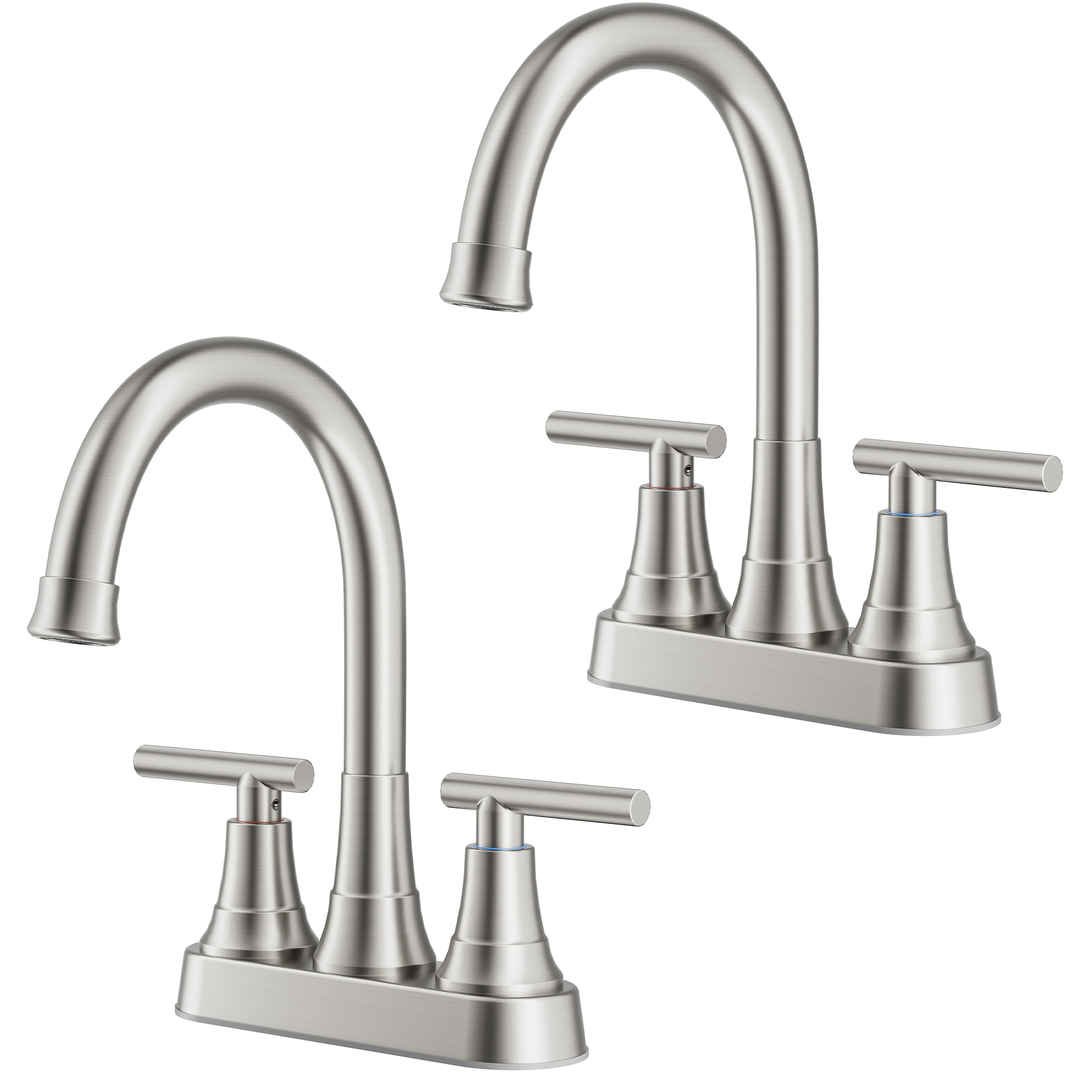 FORIOUS Matte Black Bathroom Faucets, 4 Inch Centerset Bathroom Sink Faucet 2 or 3 Hole with Pop up Drain and cUPC Hose, Two Handles Control, 360° spout for Restroom,Vanity, Rv, 2 Pack