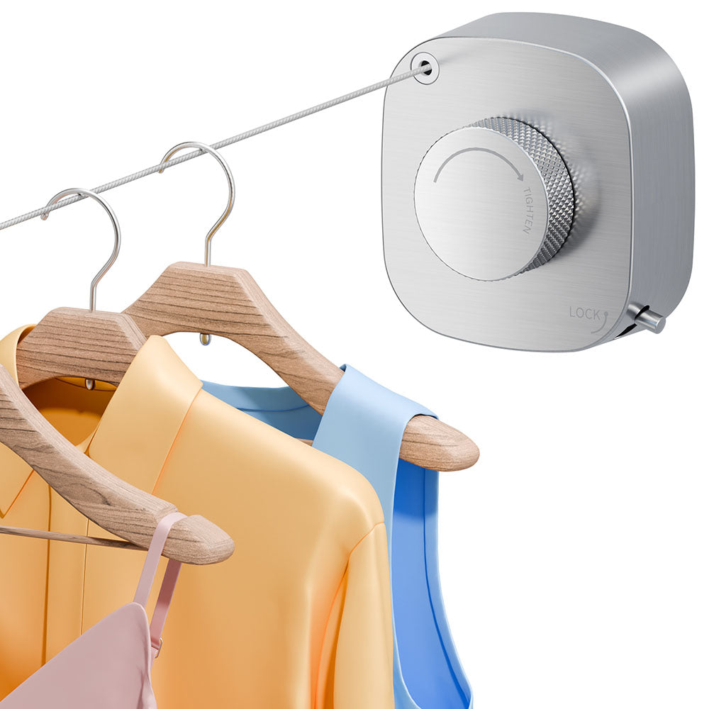 FORIOUS Retractable Clothesline Indoor, 13.8 Ft Non-Sagging Outdoor Clothes Line, Rustproof All Stainless Steel Heavy Duty Clothes Drying Laundry Line, Screw Wall Mounted for Bathroom