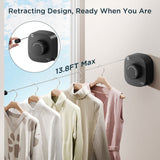 FORIOUS Retractable Clothesline Indoor, 13.8 Ft Non-Sagging Outdoor Clothes Line, Rustproof All Stainless Steel Heavy Duty Clothes Drying Laundry Line, Screw Wall Mounted for Bathroom