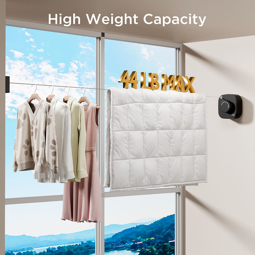 FORIOUS Retractable Clothesline Indoor, 13.8 Ft Non-Sagging Outdoor Clothes Line, Rustproof All Stainless Steel Heavy Duty Clothes Drying Laundry Line, Screw Wall Mounted for Bathroom