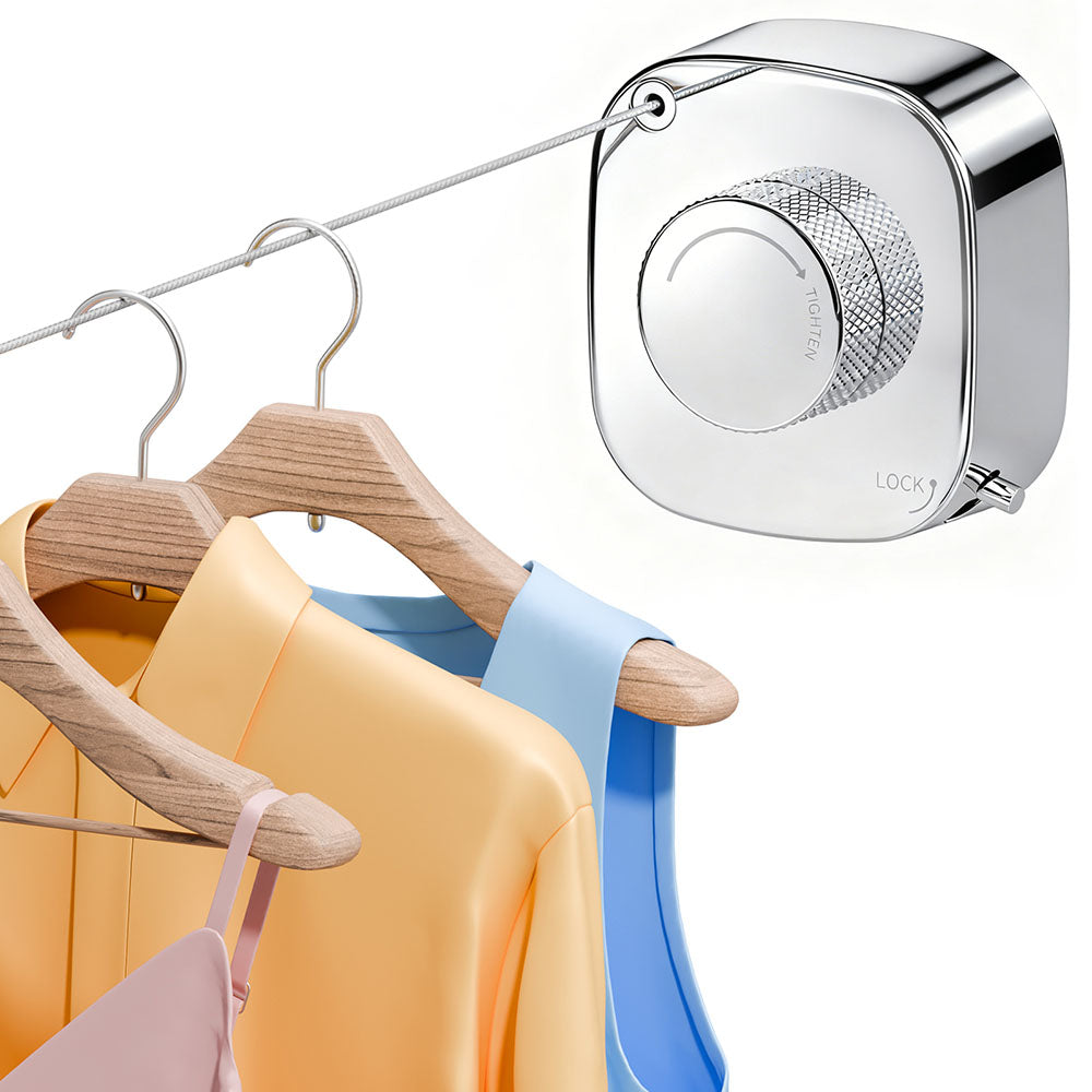 FORIOUS Retractable Clothesline Indoor, 13.8 Ft Non-Sagging Outdoor Clothes Line, Rustproof All Stainless Steel Heavy Duty Clothes Drying Laundry Line, Screw Wall Mounted for Bathroom