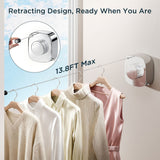 FORIOUS Retractable Clothesline Indoor, 13.8 Ft Non-Sagging Outdoor Clothes Line, Rustproof All Stainless Steel Heavy Duty Clothes Drying Laundry Line, Screw Wall Mounted for Bathroom