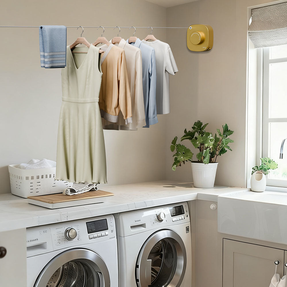 FORIOUS Retractable Clothesline Indoor, 13.8 Ft Non-Sagging Outdoor Clothes Line, Rustproof All Stainless Steel Heavy Duty Clothes Drying Laundry Line, Screw Wall Mounted for Bathroom