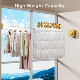 FORIOUS Retractable Clothesline Indoor, 13.8 Ft Non-Sagging Outdoor Clothes Line, Rustproof All Stainless Steel Heavy Duty Clothes Drying Laundry Line, Screw Wall Mounted for Bathroom