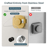 FORIOUS Retractable Clothesline Indoor, 13.8 Ft Non-Sagging Outdoor Clothes Line, Rustproof All Stainless Steel Heavy Duty Clothes Drying Laundry Line, Screw Wall Mounted for Bathroom