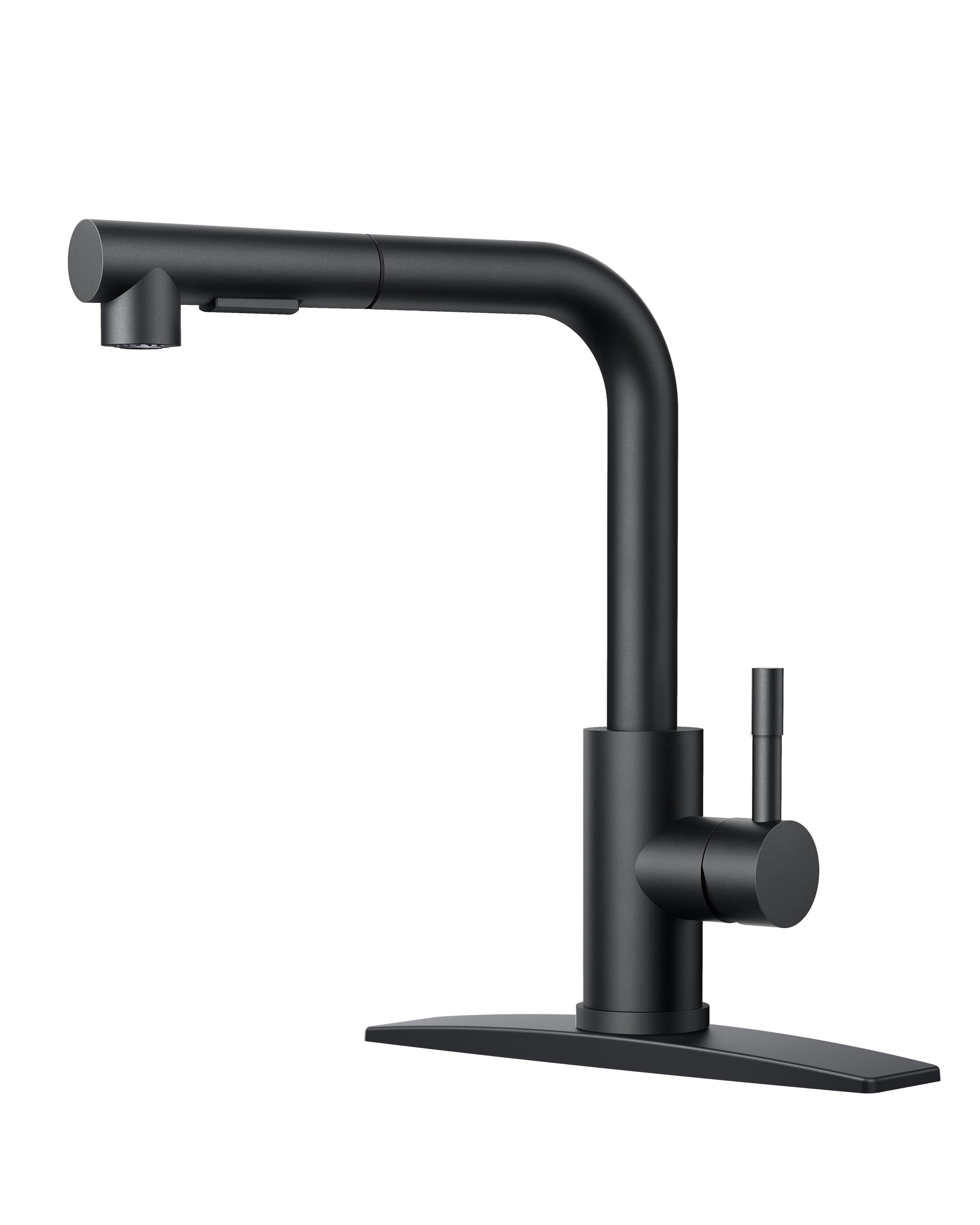 FORIOUS WELS Kitchen Tap, Kitchen Taps Mixer for Sink with Spout Swivels 360° Single Handle Two Spray Function, Pull Out Flexible Hose, Matte Black