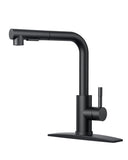 FORIOUS WELS Kitchen Tap, Kitchen Taps Mixer for Sink with Spout Swivels 360° Single Handle Two Spray Function, Pull Out Flexible Hose, Matte Black