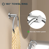 FORIOUS Towel Ring, SUS304 Stainless Steel Modern Hand Towel Holder Rack Hanger Round for Bathroom Wall Mounted, Ideal for Bath, Kitchen, RV (1, Chrome)