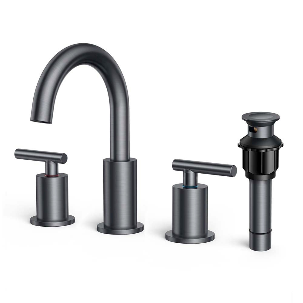 thumbnail image 2 of FORIOUS Single Handle Bathroom Sink Faucet - Black & Brushed Nickel, 1 Or 3 Hole, High Arc Spout With Metal Pop-Up Drain 2 of 13