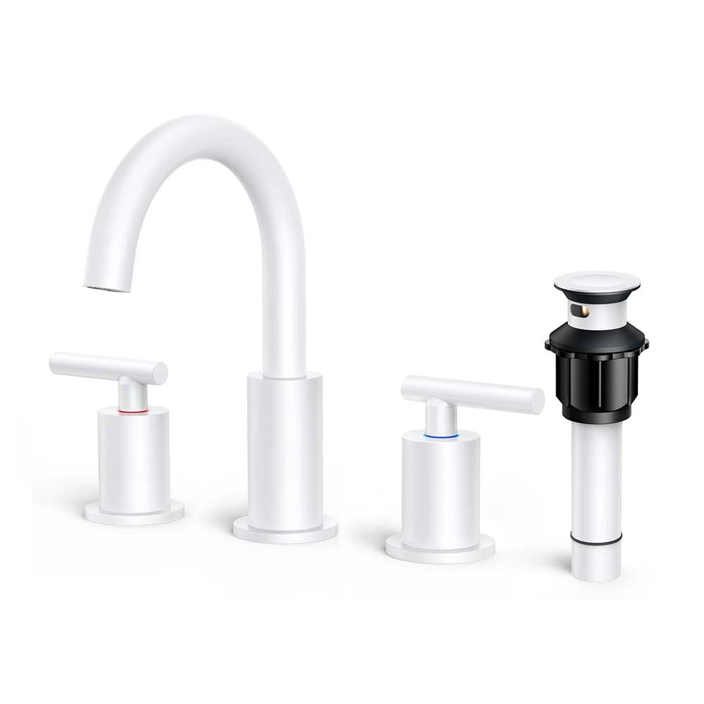 FORIOUS Bathroom Faucet 3 Hole, 8 Inch Widespread Bathroom Faucet with Metal Pop-up Drain Assembly