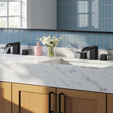 FORIOUS 2 Pack, Waterfall Bathroom Faucets 3 Hole, 8 Inch Widespread Square Matte Black，Brushed Gold， Stainless Steel ，Chrome Bathroom Sink Faucet with Metal Pop-up Drain and cUPC Supply Lines, Two Handles for Vanity, Restroom, Commercial