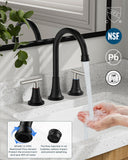 FORIOUS Bathroom Faucet 3 Hole with Pop-up Drain and Hose, Widespread Bathroom Sink Faucet with 360 ° Swivel Spout, Faucet for Bathroom Sink, Vanity