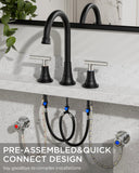 FORIOUS Bathroom Faucet 3 Hole with Pop-up Drain and Hose, Widespread Bathroom Sink Faucet with 360 ° Swivel Spout, Faucet for Bathroom Sink, Vanity