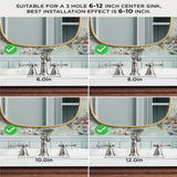 FORIOUS Brushed Nickel Bathroom Sink Faucet 3 Holes, 2 Handle Widepsread Antique Faucet for Bathroom Sink with Pop-Up Drain and Water Supplies for Commercial Vanity Lavatory Restroom Farmhouse