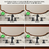 FORIOUS Brushed Nickel Bathroom Sink Faucet 3 Holes, 2 Handle Widepsread Antique Faucet for Bathroom Sink with Pop-Up Drain and Water Supplies for Commercial Vanity Lavatory Restroom Farmhouse