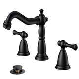 FORIOUS Brushed Nickel Bathroom Sink Faucet 3 Holes, 2 Handle Widepsread Antique Faucet for Bathroom Sink with Pop-Up Drain and Water Supplies for Commercial Vanity Lavatory Restroom Farmhouse