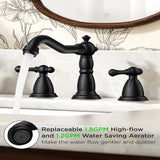 FORIOUS Brushed Nickel Bathroom Sink Faucet 3 Holes, 2 Handle Widepsread Antique Faucet for Bathroom Sink with Pop-Up Drain and Water Supplies for Commercial Vanity Lavatory Restroom Farmhouse