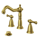 FORIOUS Brushed Nickel Bathroom Sink Faucet 3 Holes, 2 Handle Widepsread Antique Faucet for Bathroom Sink with Pop-Up Drain and Water Supplies for Commercial Vanity Lavatory Restroom Farmhouse