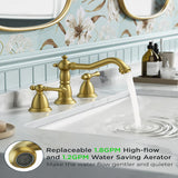 FORIOUS Brushed Nickel Bathroom Sink Faucet 3 Holes, 2 Handle Widepsread Antique Faucet for Bathroom Sink with Pop-Up Drain and Water Supplies for Commercial Vanity Lavatory Restroom Farmhouse