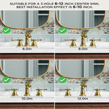 FORIOUS Brushed Nickel Bathroom Sink Faucet 3 Holes, 2 Handle Widepsread Antique Faucet for Bathroom Sink with Pop-Up Drain and Water Supplies for Commercial Vanity Lavatory Restroom Farmhouse