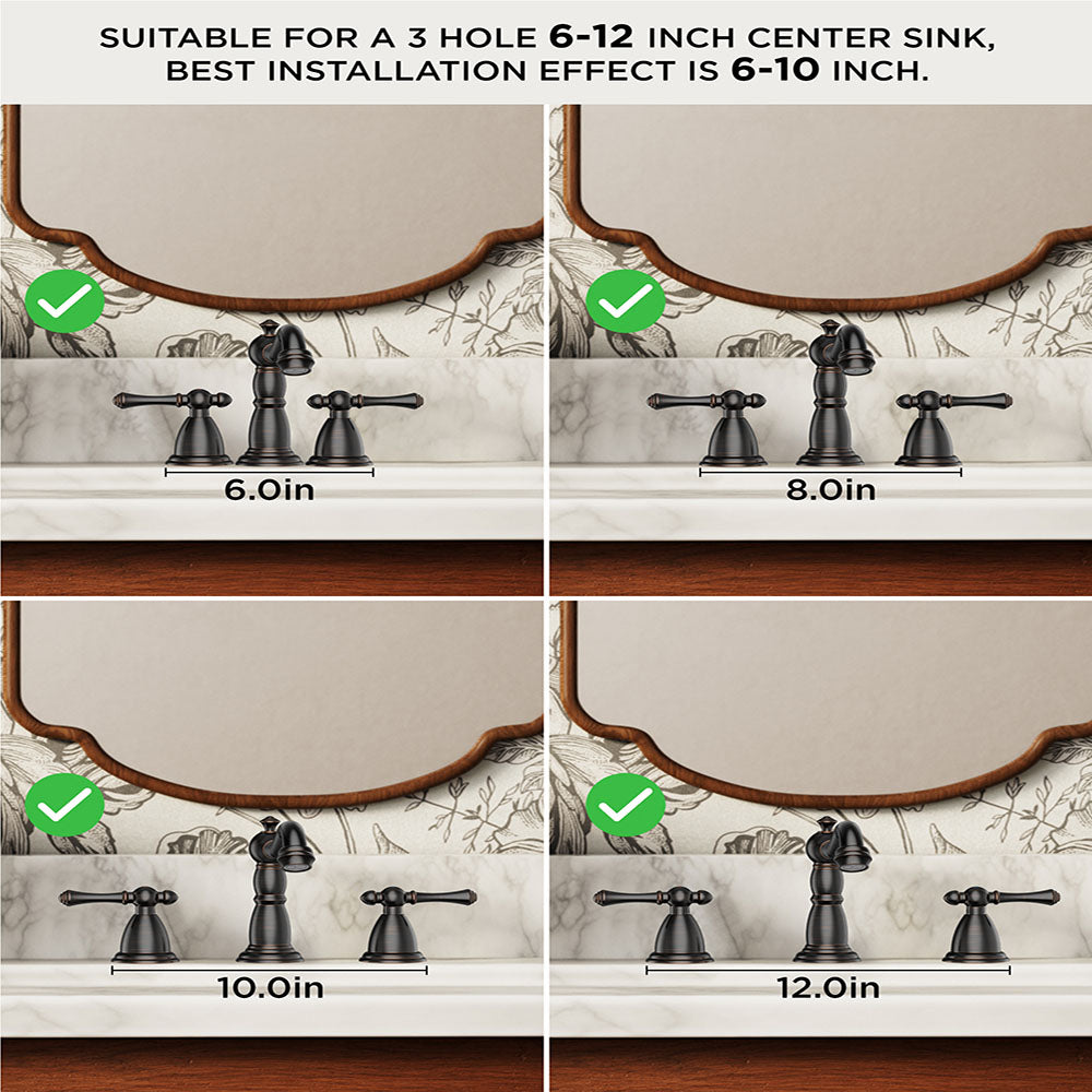 FORIOUS Brushed Nickel Bathroom Sink Faucet 3 Holes, 2 Handle Widepsread Antique Faucet for Bathroom Sink with Pop-Up Drain and Water Supplies for Commercial Vanity Lavatory Restroom Farmhouse