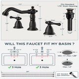 FORIOUS Brushed Nickel Bathroom Sink Faucet 3 Holes, 2 Handle Widepsread Antique Faucet for Bathroom Sink with Pop-Up Drain and Water Supplies for Commercial Vanity Lavatory Restroom Farmhouse