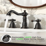 FORIOUS Brushed Nickel Bathroom Sink Faucet 3 Holes, 2 Handle Widepsread Antique Faucet for Bathroom Sink with Pop-Up Drain and Water Supplies for Commercial Vanity Lavatory Restroom Farmhouse