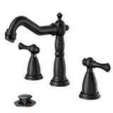 FORIOUS Brushed Nickel Bathroom Sink Faucet 3 Holes, 2 Handle Widepsread Antique Faucet for Bathroom Sink with Pop-Up Drain and Water Supplies for Commercial Vanity Lavatory Restroom Farmhouse