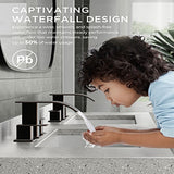 FORIOUS Brushed Gold Bathroom Faucets 3 Hole, Waterfall Square 8 Inch Widespread Bathroom Sink Faucet with Metal Pop-up Drain and Supply Lines, Two Handles for Vanity, RV, Farmhouse Remodel