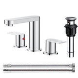 FORIOUS Bathroom Faucets 3 Hole Chrome, 8 Inch Widespread Bathroom Sink Faucet with Pop-up Drain and cUPC Supply Lines for Basin, Vanity, Laundry Room and Restroom