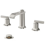 FORIOUS 3 Hole Sink Bathroom Faucet for Vanity with Metal Pop Up Drain, 8 Inch Widespread Bathroom Faucets 2-Handle, Elegant Mordern Waterfall Design
