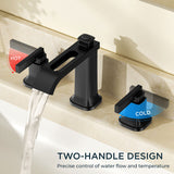 FORIOUS 3 Hole Sink Bathroom Faucet for Vanity with Metal Pop Up Drain, 8 Inch Widespread Bathroom Faucets 2-Handle, Elegant Mordern Waterfall Design