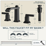 FORIOUS 3 Hole Sink Bathroom Faucet for Vanity with Metal Pop Up Drain, 8 Inch Widespread Bathroom Faucets 2-Handle, Elegant Mordern Waterfall Design