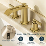 FORIOUS 3 Hole Sink Bathroom Faucet for Vanity with Metal Pop Up Drain, 8 Inch Widespread Bathroom Faucets 2-Handle, Elegant Mordern Waterfall Design