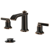 FORIOUS 3 Hole Sink Bathroom Faucet for Vanity with Metal Pop Up Drain, 8 Inch Widespread Bathroom Faucets 2-Handle, Elegant Mordern Waterfall Design