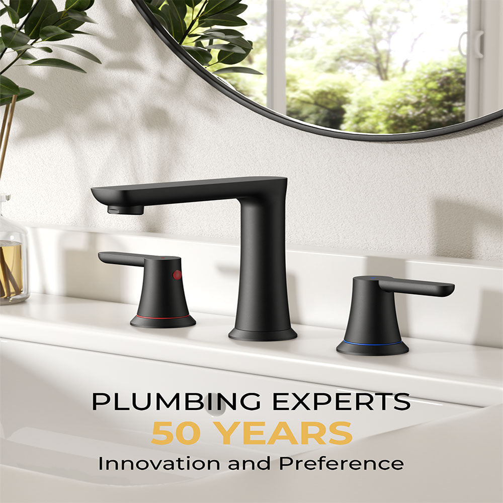FORIOUSBathroom Faucet 3 Hole, Two Handle 8 Inch Widespread Bathroom Sink Faucet 3 Hole with Metal Pop-up Drain, cUPC Supply Lines and Water Saving Aerator for Vanity, or Commercial FB-03134
