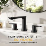 FORIOUSBathroom Faucet 3 Hole, Two Handle 8 Inch Widespread Bathroom Sink Faucet 3 Hole with Metal Pop-up Drain, cUPC Supply Lines and Water Saving Aerator for Vanity, or Commercial FB-03134