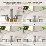 FORIOUSBathroom Faucet 3 Hole, Two Handle 8 Inch Widespread Bathroom Sink Faucet 3 Hole with Metal Pop-up Drain, cUPC Supply Lines and Water Saving Aerator for Vanity, or Commercial FB-03134