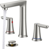 FORIOUSBathroom Faucet 3 Hole, Two Handle 8 Inch Widespread Bathroom Sink Faucet 3 Hole with Metal Pop-up Drain, cUPC Supply Lines and Water Saving Aerator for Vanity, or Commercial FB-03134